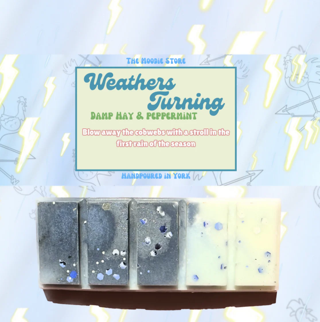 Weather's Turning - Peppermint & Fresh Hay fragranced Vegan Snap Bar Wax Melt