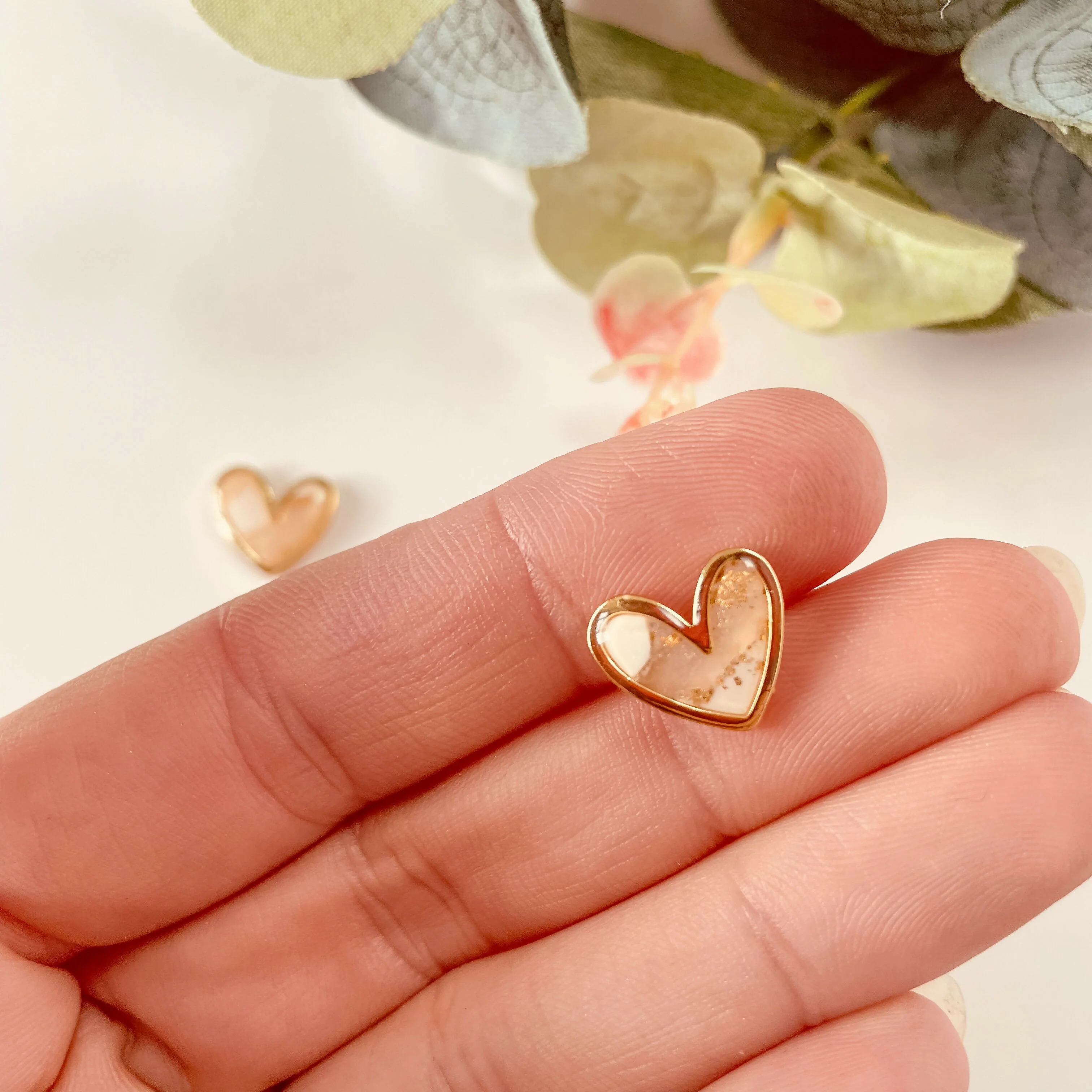 White and Gold Stud Earrings - Image 6