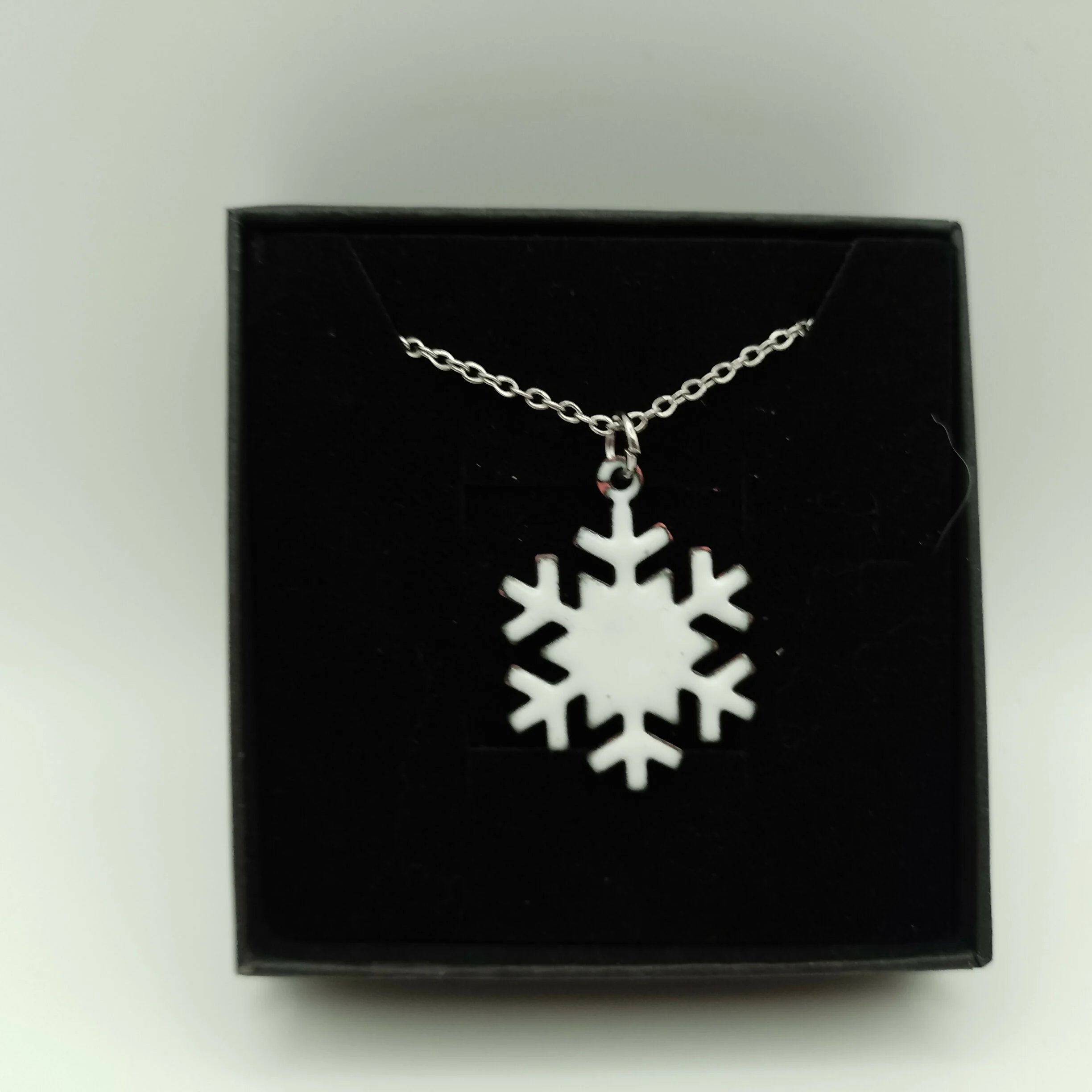 White Enamel Snowflake Earrings and Pendant Set - Image 2