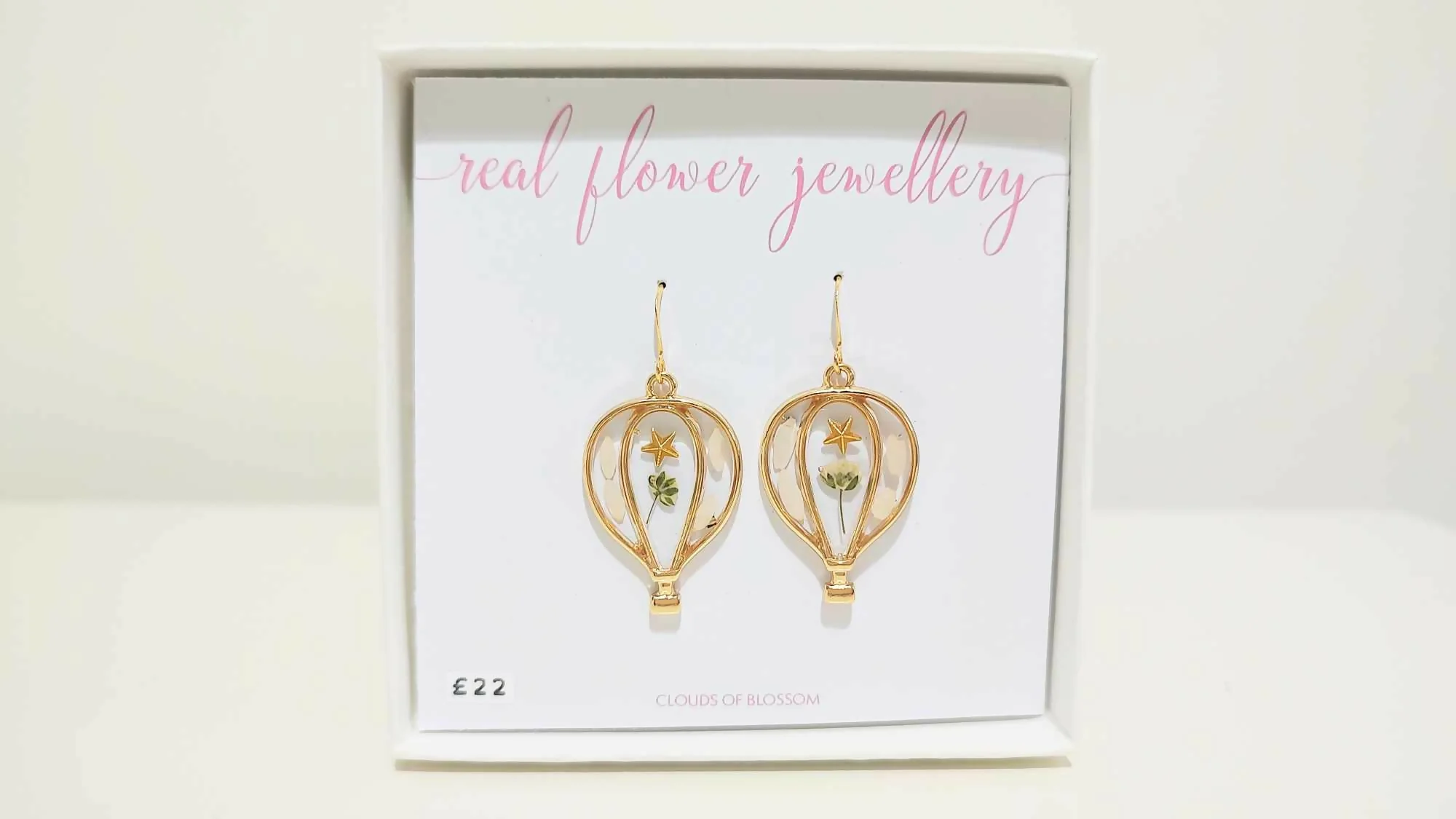 White Flower Gold Plated Earrings