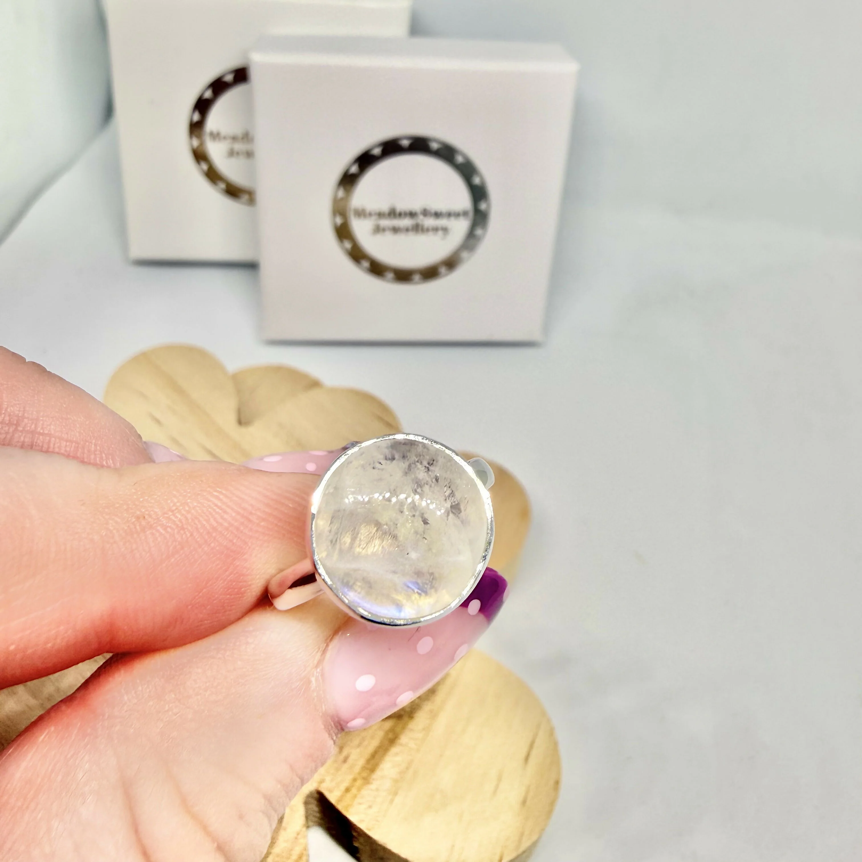 WHITE MOONSTONE RING SIZE N - Image 2