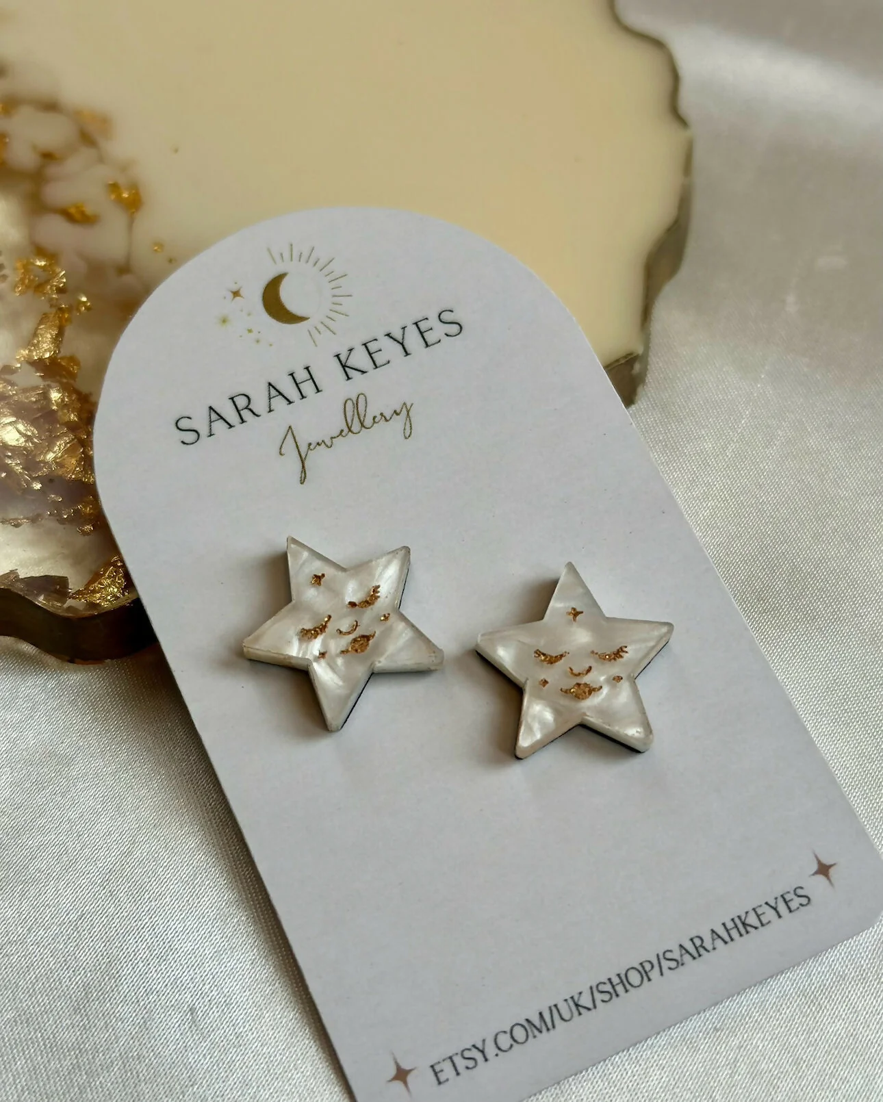 White Pearl, Celestial Star Face Studs - Image 3