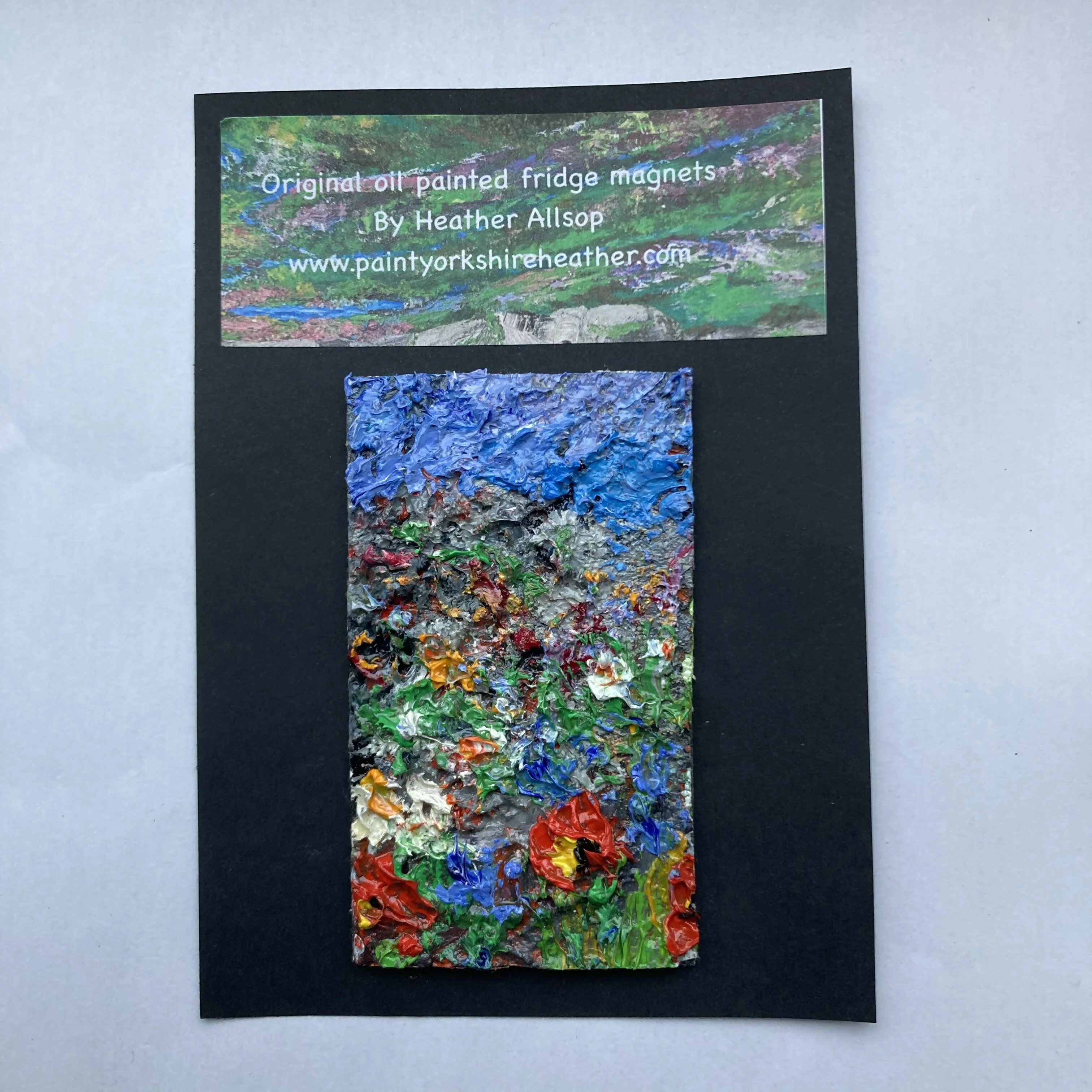 Wildflowers - Original Oil Painting Mini Canvas Fridge Magnet - Image 2