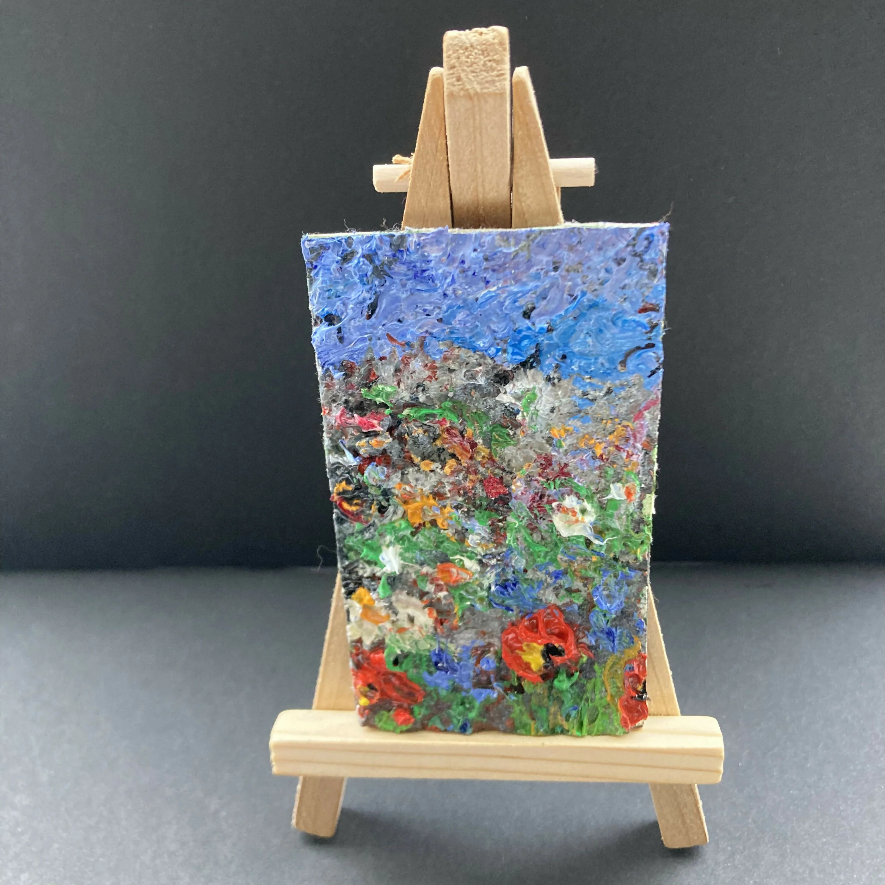 Wildflowers - Original Oil Painting Mini Canvas Fridge Magnet - Image 3
