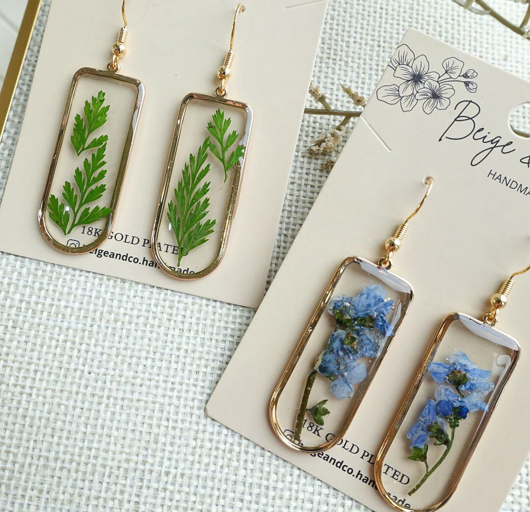 Real Flower Window Earrings