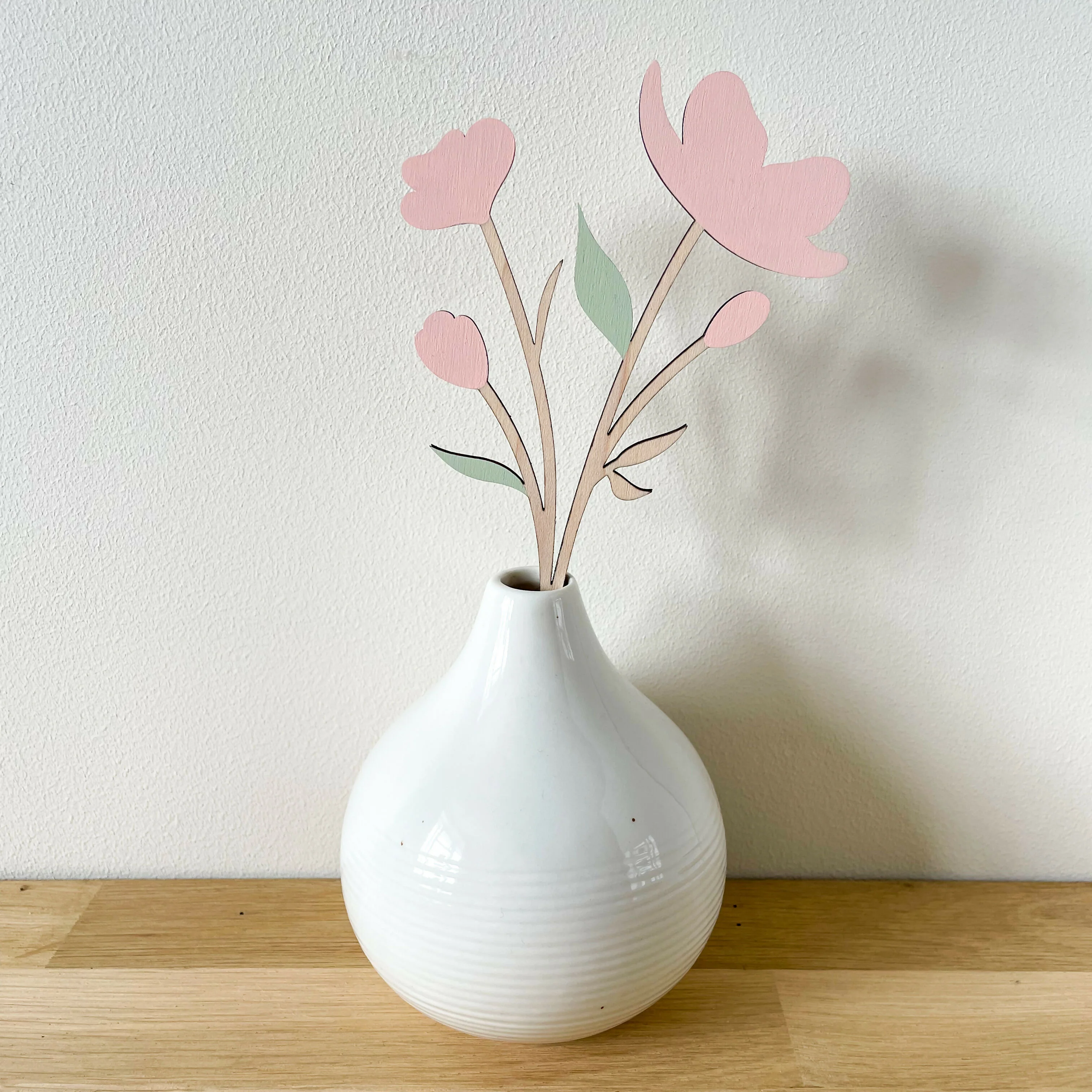 Wooden Multi Flower Stem - Pink Blossom