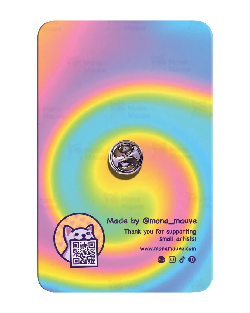 Wooden Pin Badge - Pride Cat - Image 2