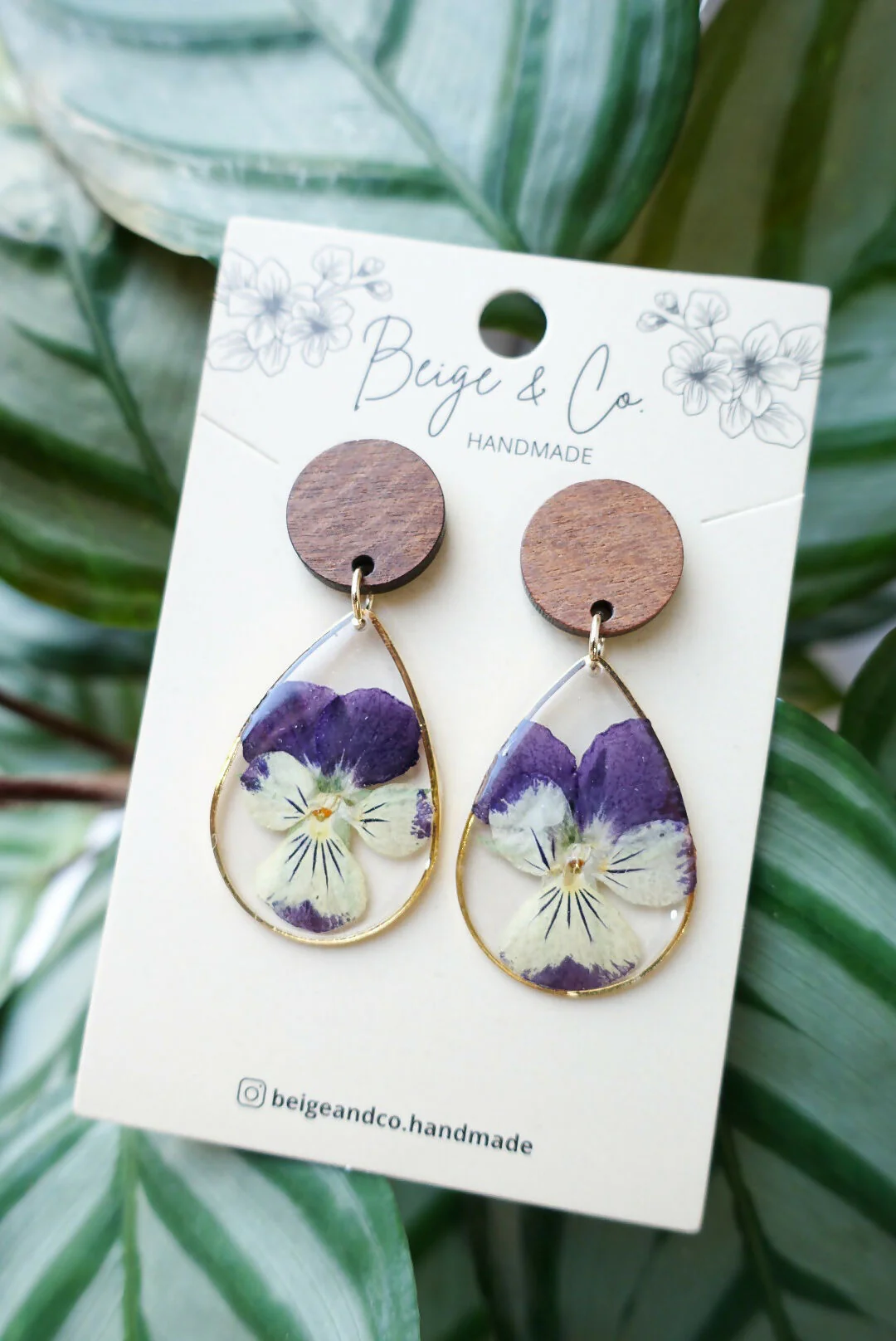 Wooden Violas Pressed Flower Earrings - Image 2