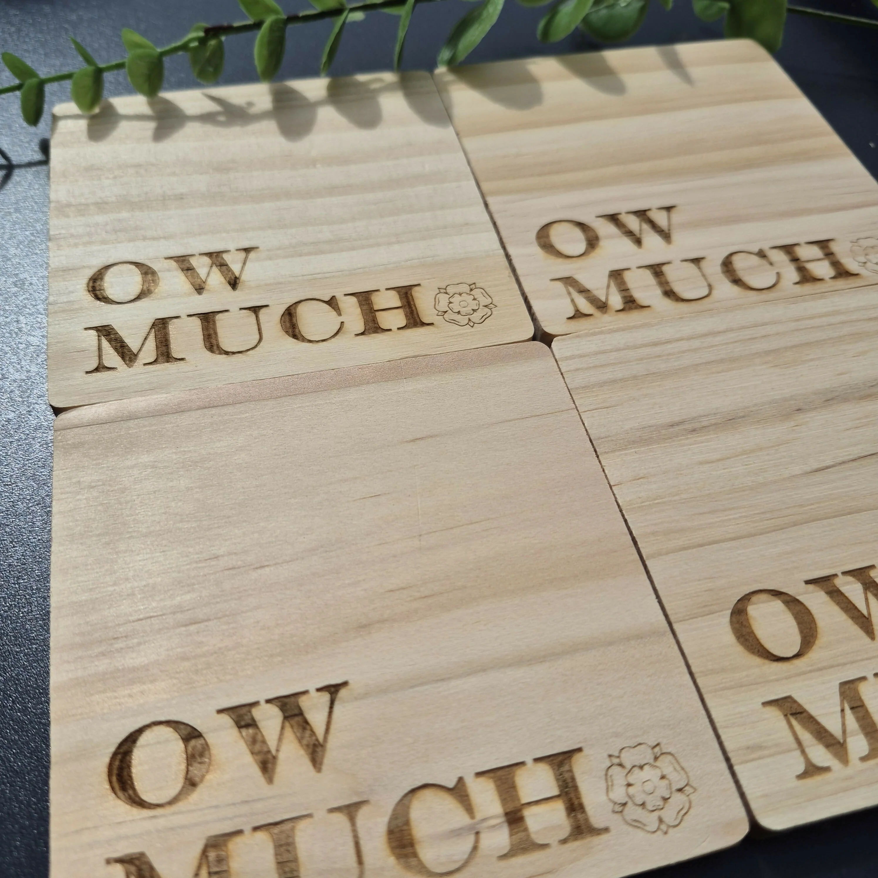 Wooden Yorkshire Rose Coaster with Yorkshire Sayings - Ow Much - Image 2