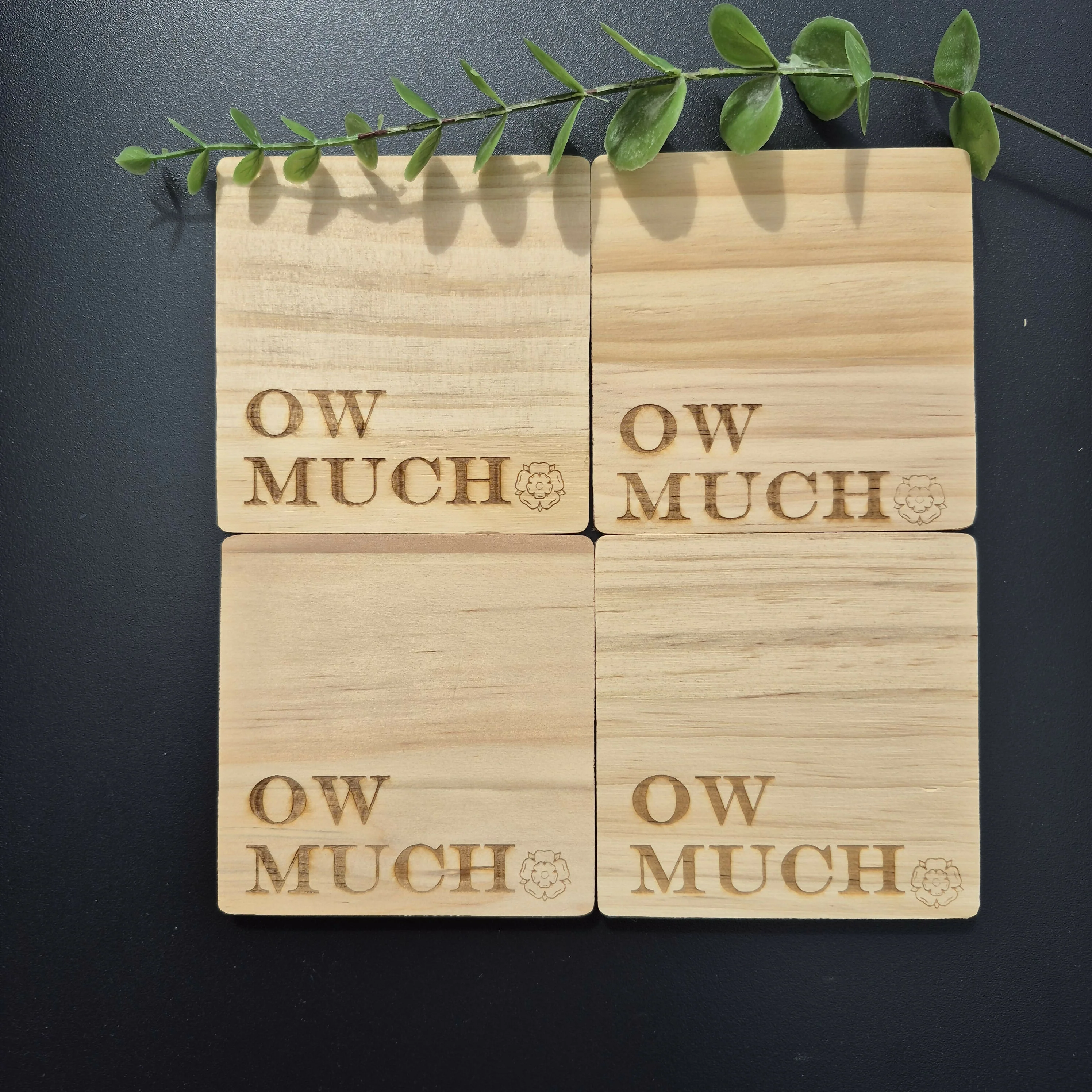 Wooden Yorkshire Rose Coaster with Yorkshire Sayings - Ow Much - Image 3