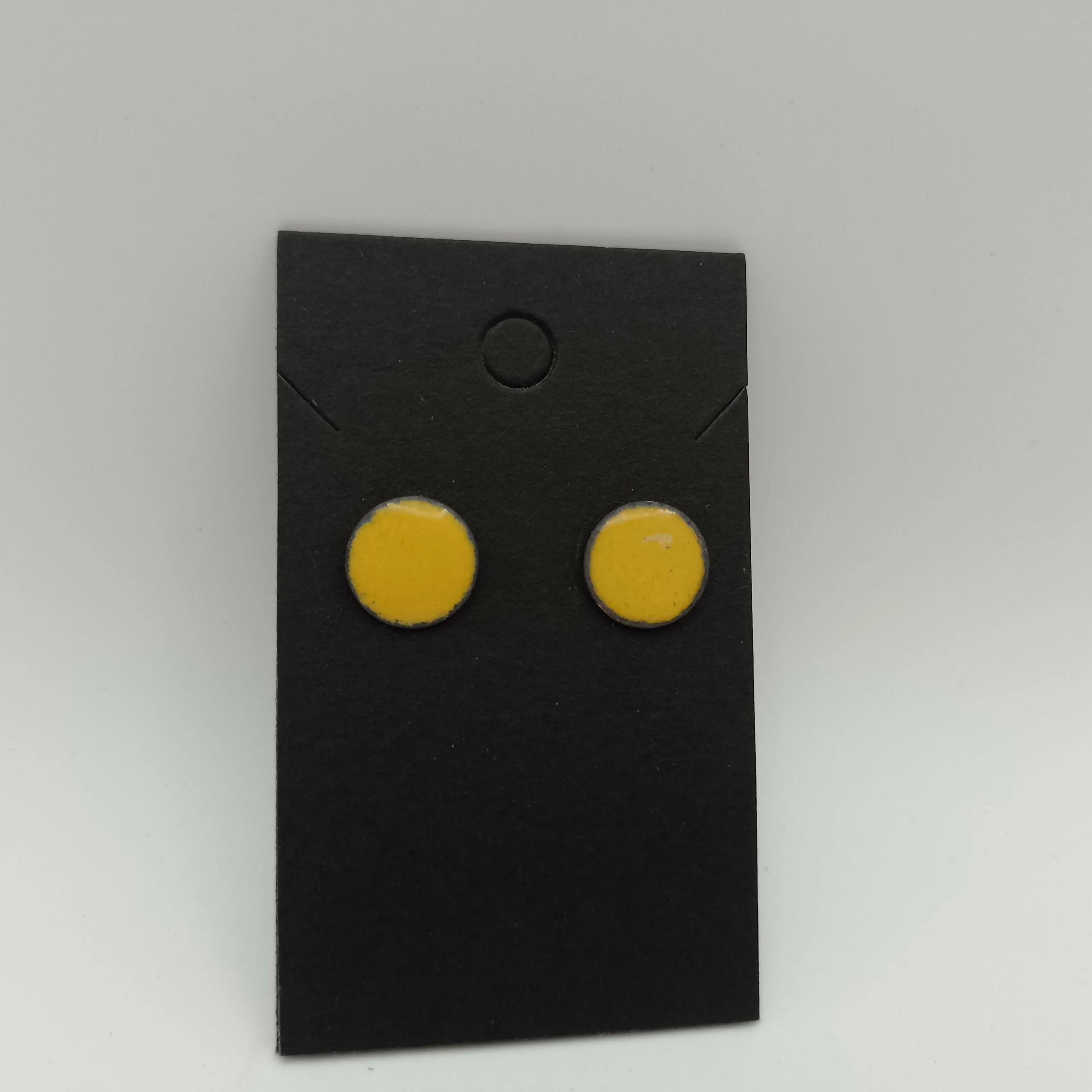 Yellow Circle Enamel Stud Earrings