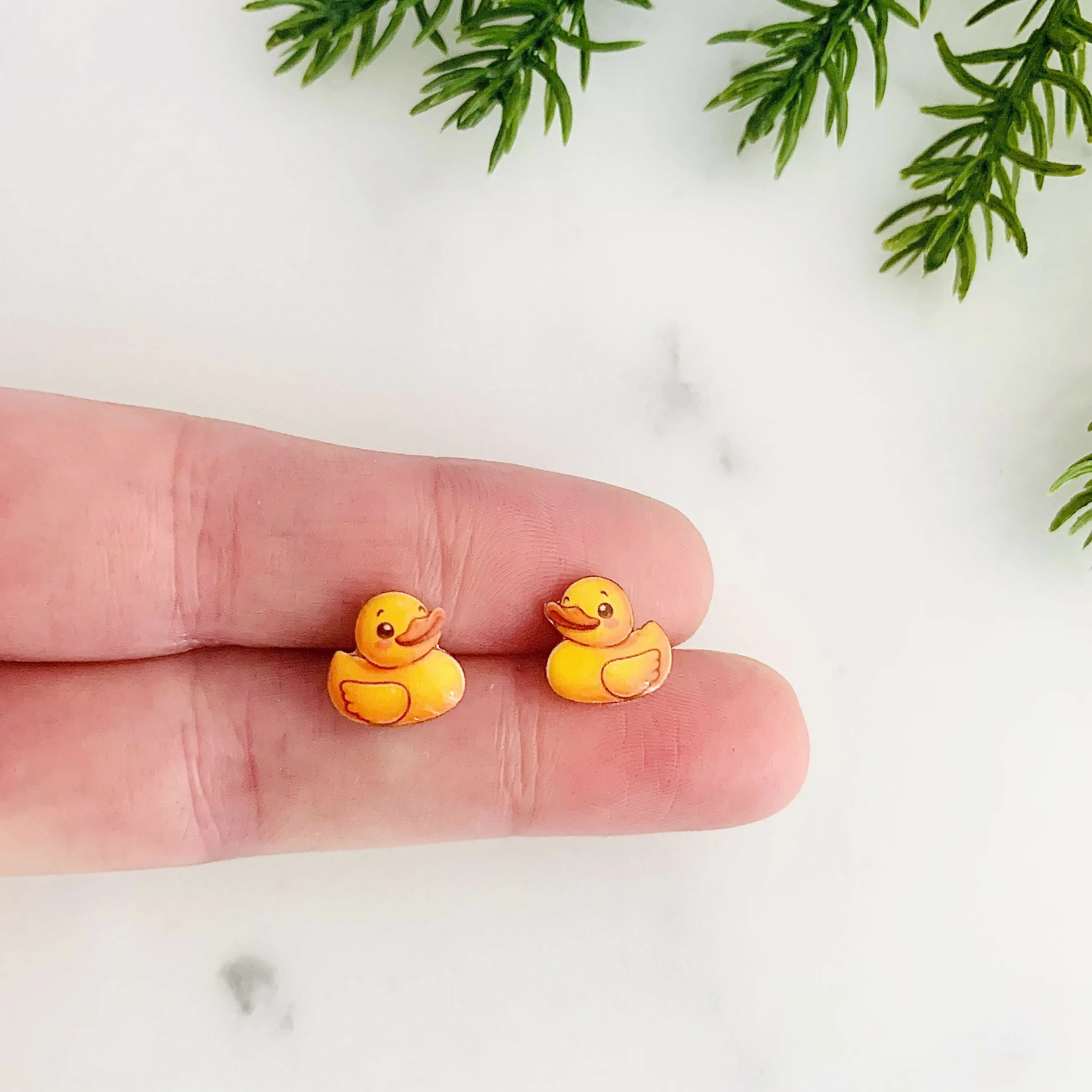Yellow Duck Stud Earrings - Image 5