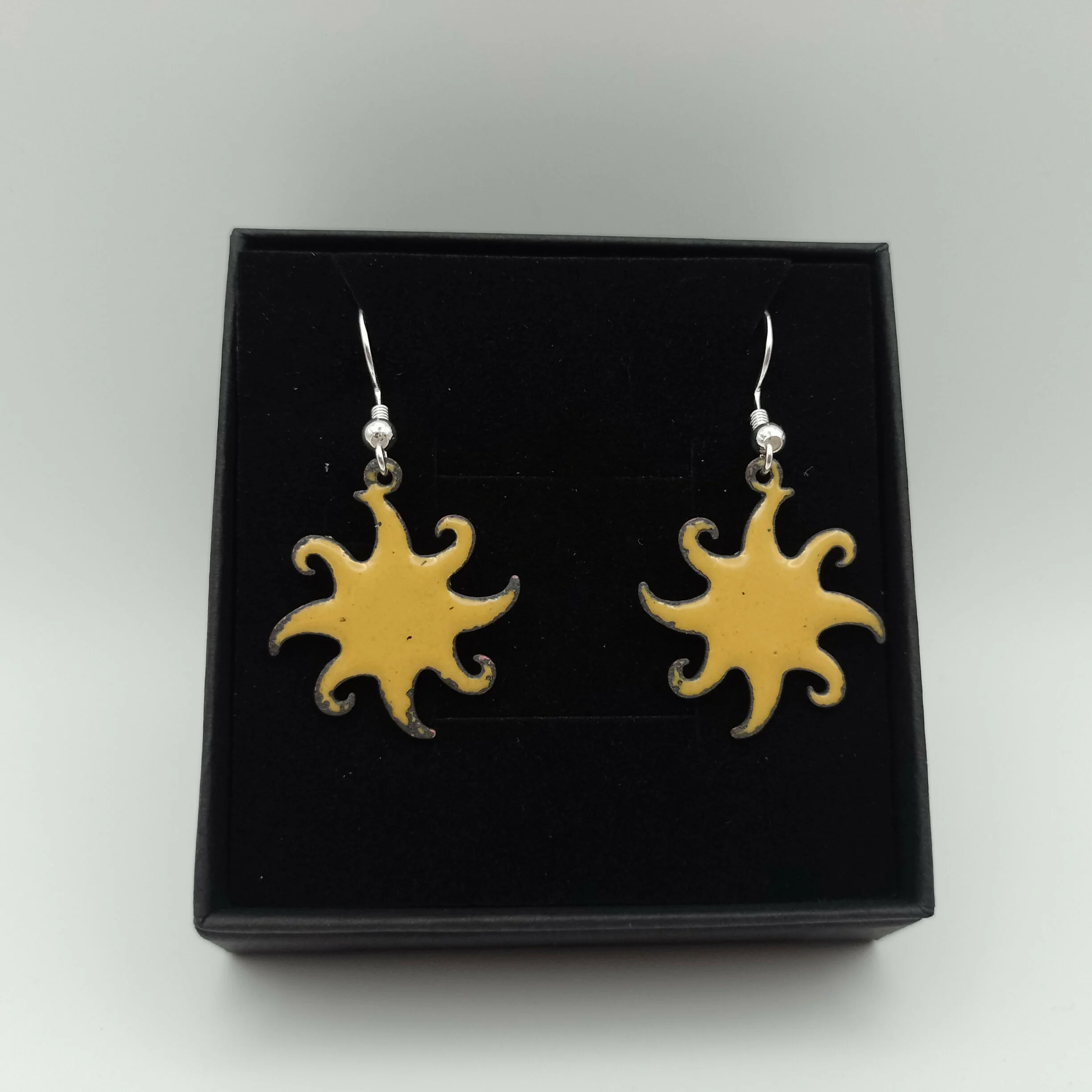 Yellow Enamel Sunburst Earrings