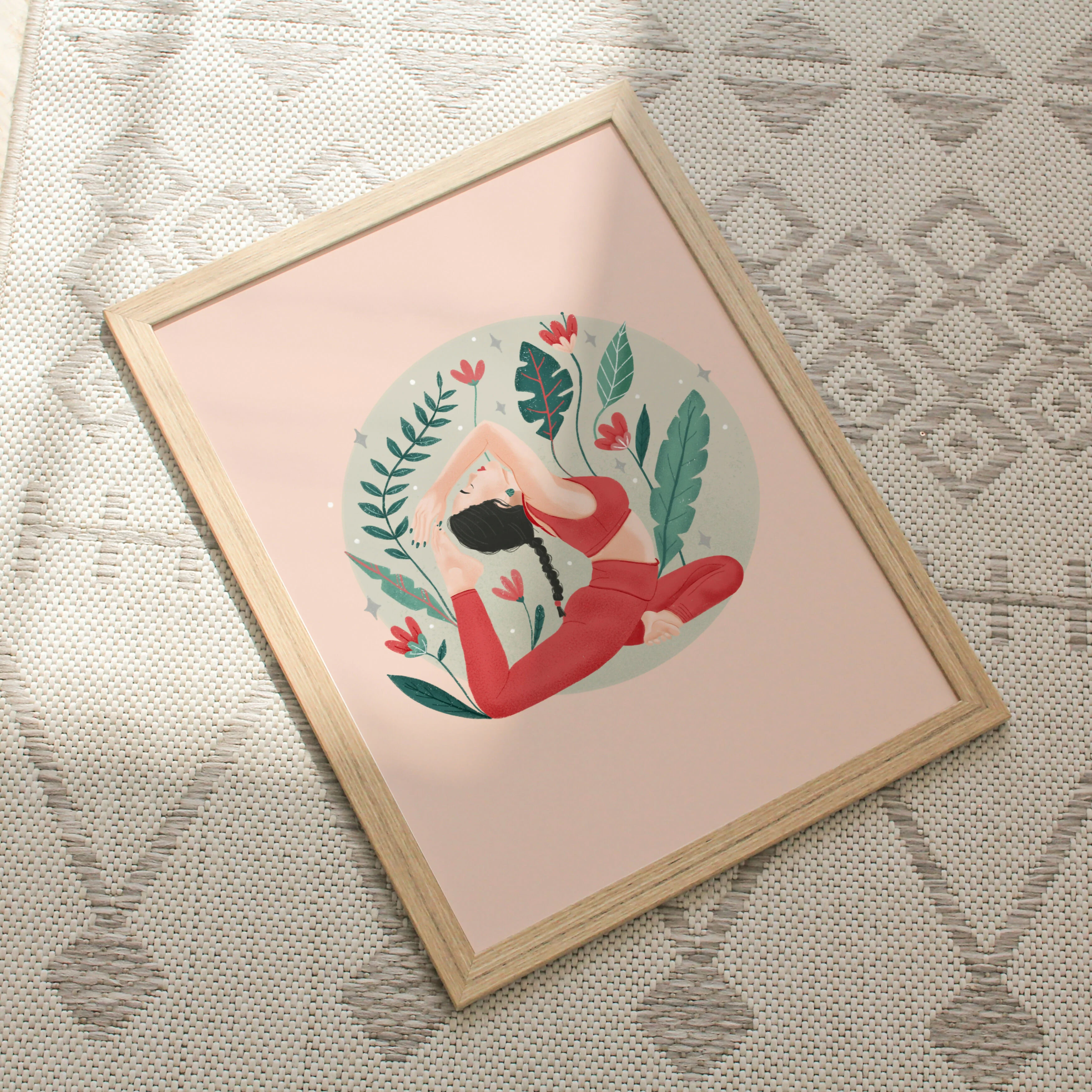 Yoga Mermaid Pose Art Print: Tropical Wall Decor (A4) - Image 3