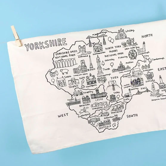 Yorkshire Map Tea Towel - Illustrated Home Gift - Image 5