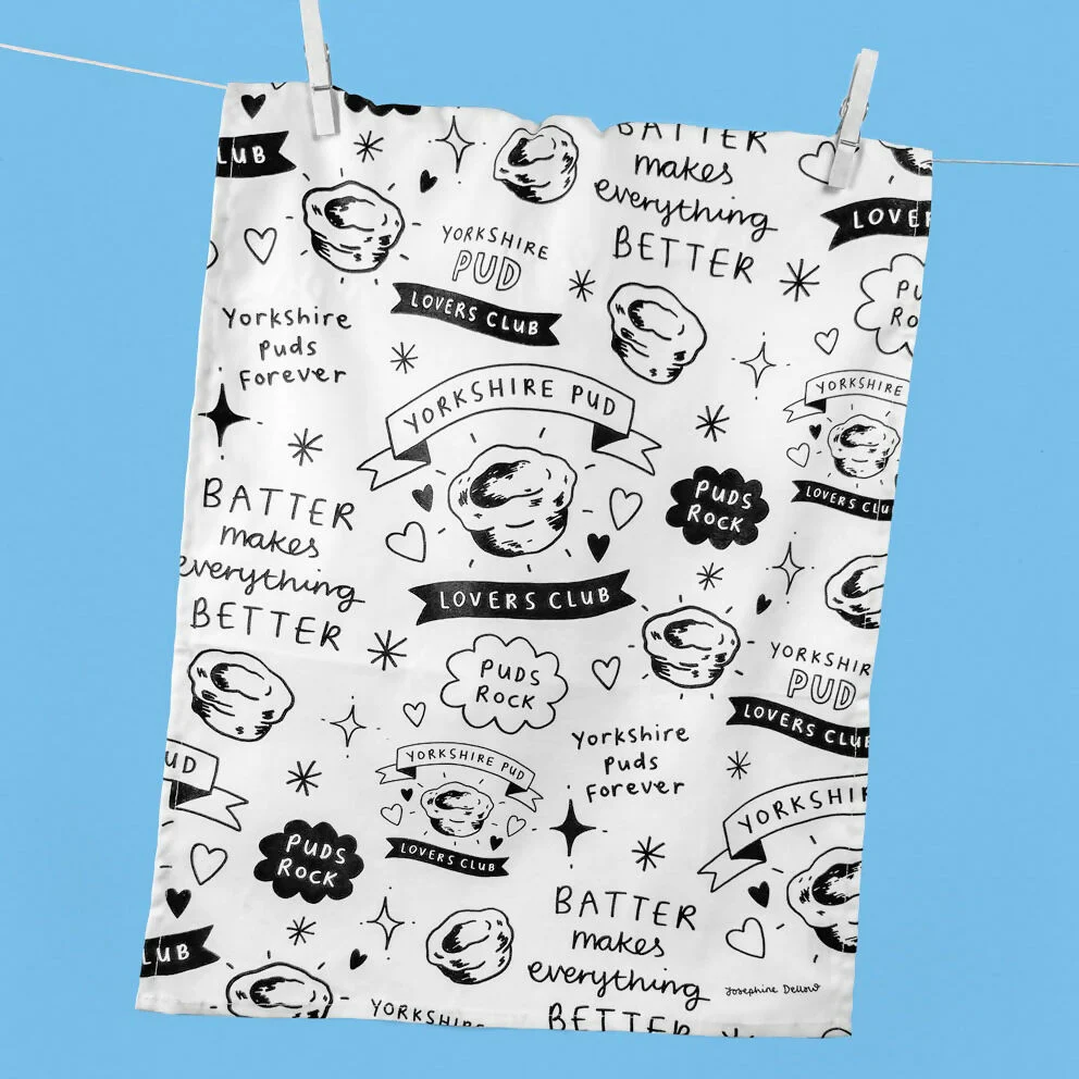 Yorkshire Pud Lovers Club Tea Towel - Illustrated Home Gift - Image 2